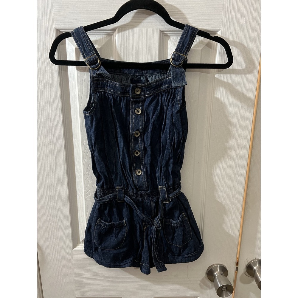 Levi's Denim Romper Girls Medium 12 Button‎ Front Elastic Waist